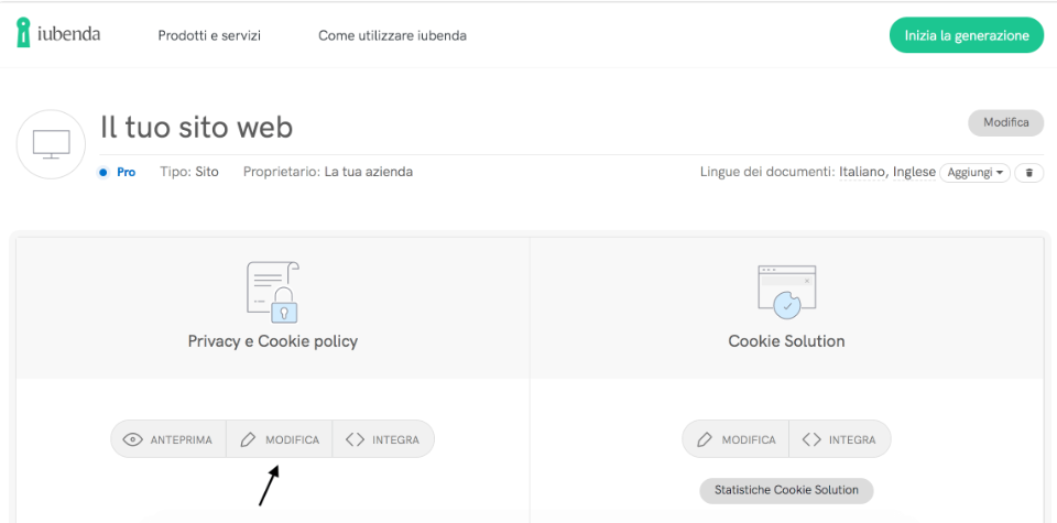 generare privacy policy iubenda