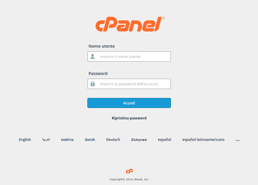 accesso a cpanel accesso cpanel